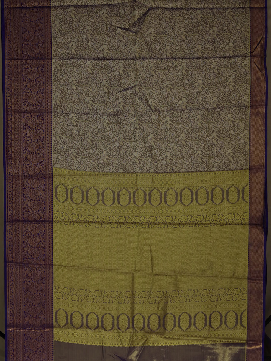 Sage Green Uppada Inspired Semi Silk Saree with Wide Wide Contrast Border