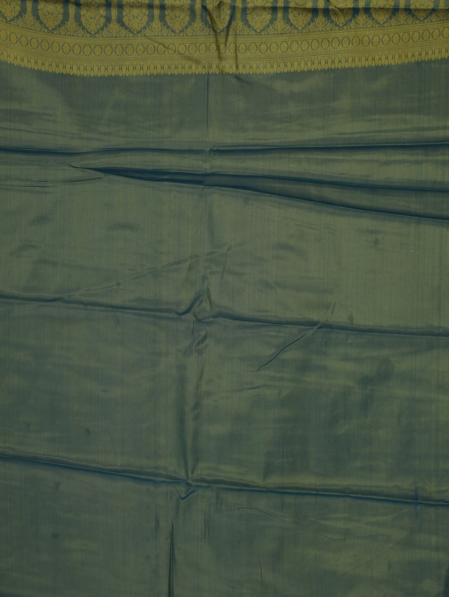 Sage Green Kanchipuram Inspired Semi Silk Saree with Medium Medium Contrast Border
