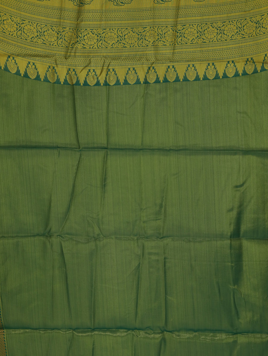 Pistachio Green Dharmavaram Inspired Semi Silk Saree with Wide Wide Contrast Border