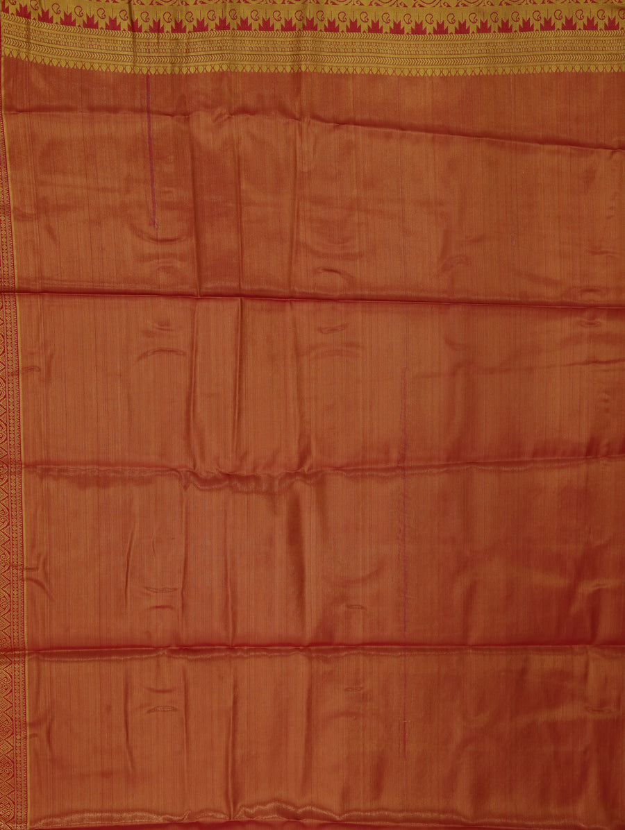 Sage Green Kanchipuram Inspired Semi Silk Saree with Wide Wide Contrast Border