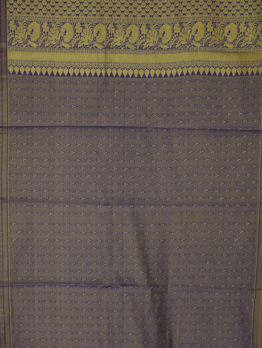 Champagne Gold Kanchipuram Inspired Semi Silk Saree with Medium Medium Contrast Border