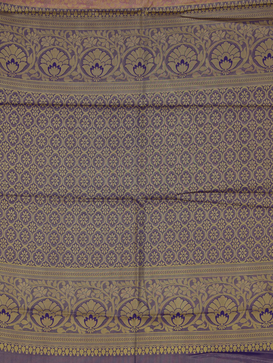 Lavender Bliss Dharmavaram Inspired Semi Silk Saree with Wide Wide Contrast Border