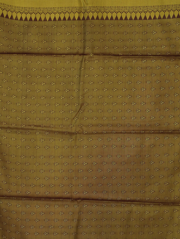 Olive Green Kanchipuram Inspired Semi Silk Saree with Wide Wide Contrast Border