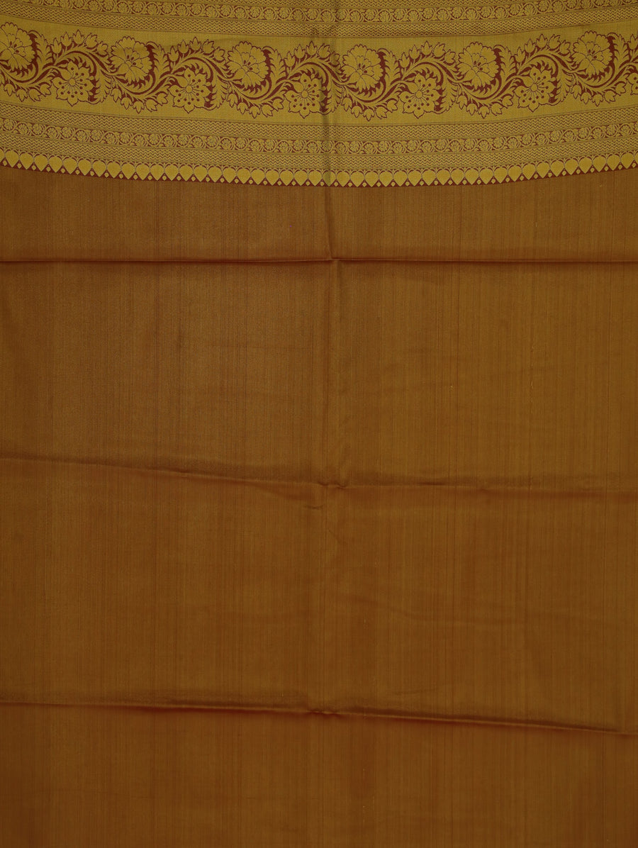 Champagne Gold Dharmavaram Inspired Semi Silk Saree with Medium Medium Contrast Border