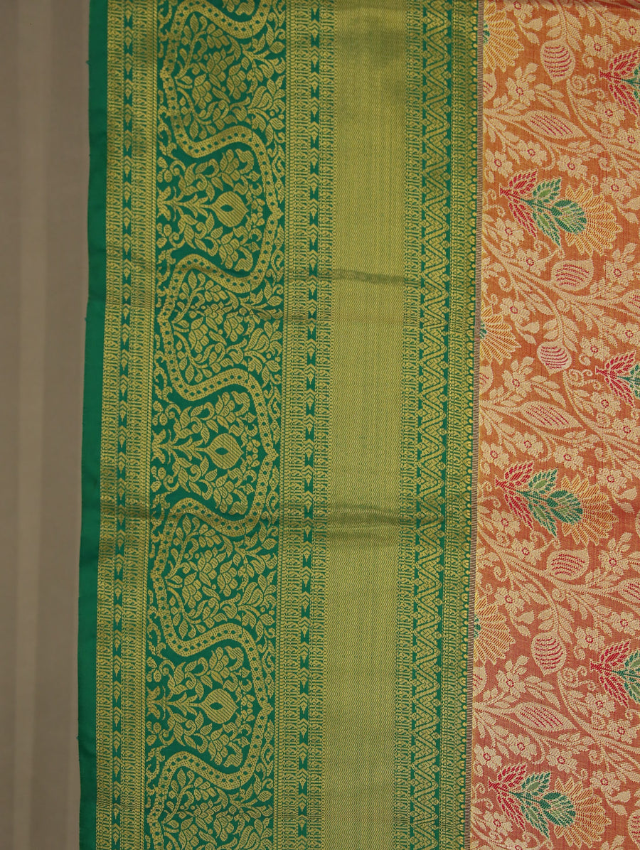 Meadow Green Dharmavaram Inspired Semi Silk Saree with Medium Medium Contrast Border