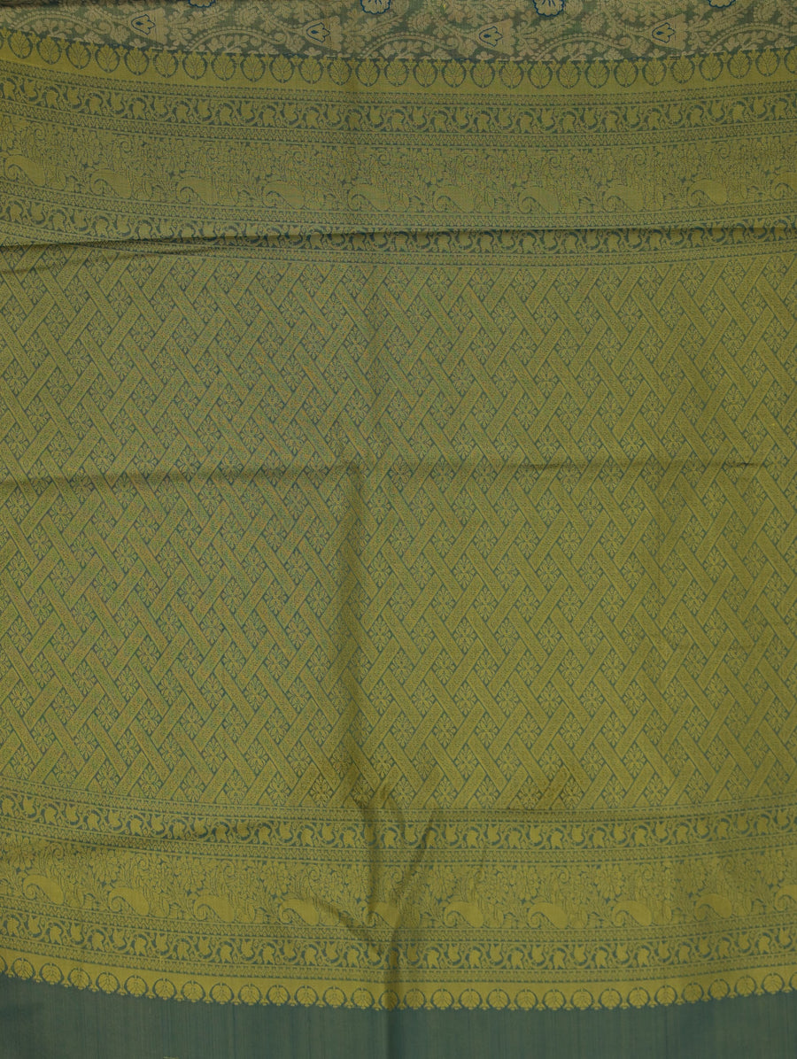 Mint Green Uppada Inspired Semi Silk Saree with Medium Medium Contrast Border