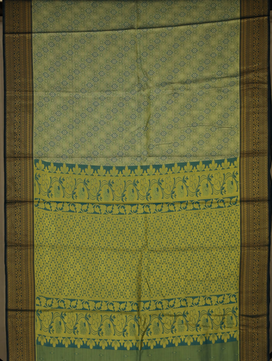 Mint Green Dharmavaram Inspired Semi Silk Saree with Medium Medium Contrast Border