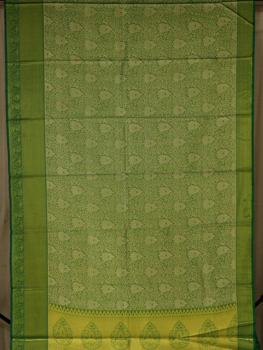 Lime Green Uppada Inspired Semi Silk Saree with Wide Wide Self Border