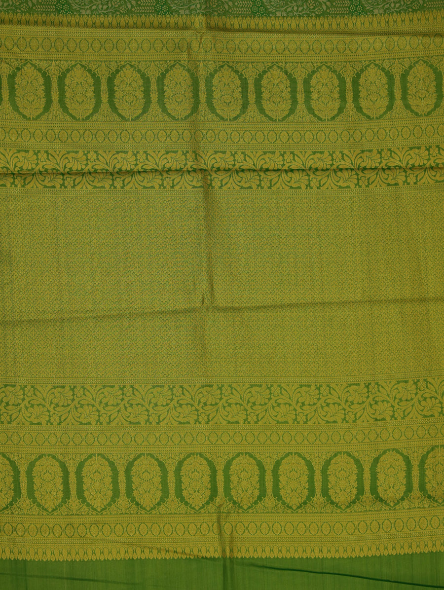 Lime Green Dharmavaram Inspired Semi Silk Saree with Medium Medium Self Border