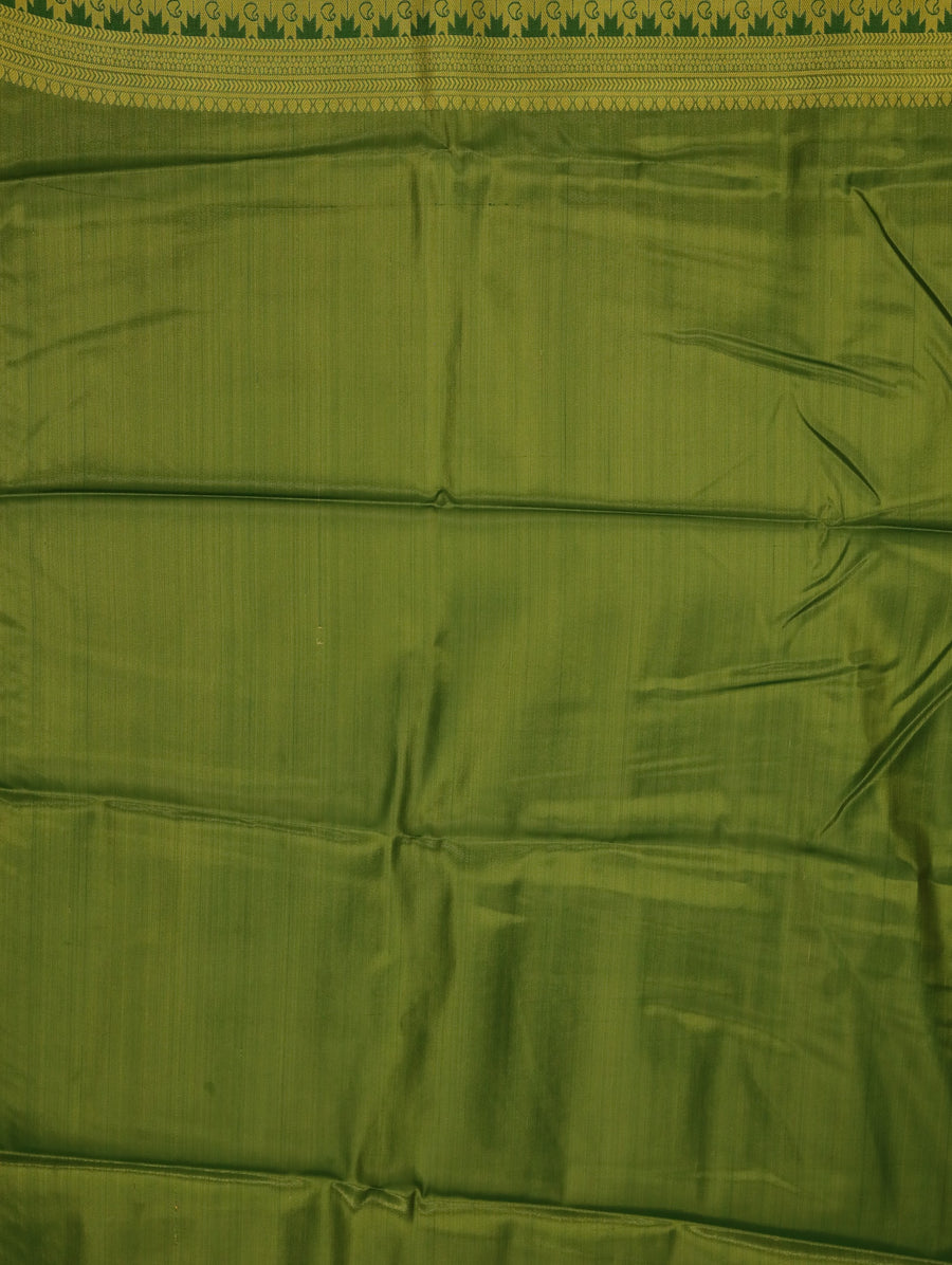 Champagne Gold Kanchipuram Inspired Semi Silk Saree with Wide Wide Contrast Border