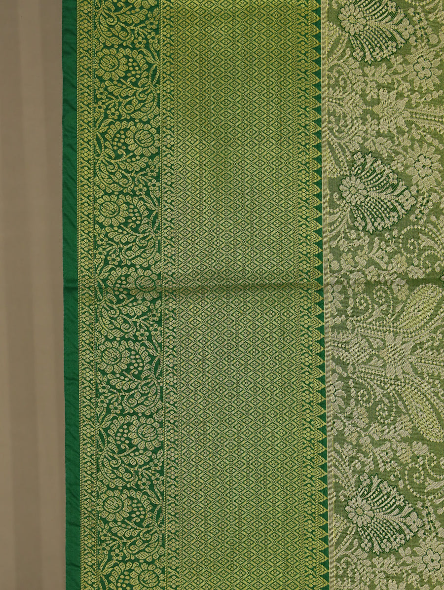 Leaf Green Uppada Inspired Semi Silk Saree with Medium Medium Self Border