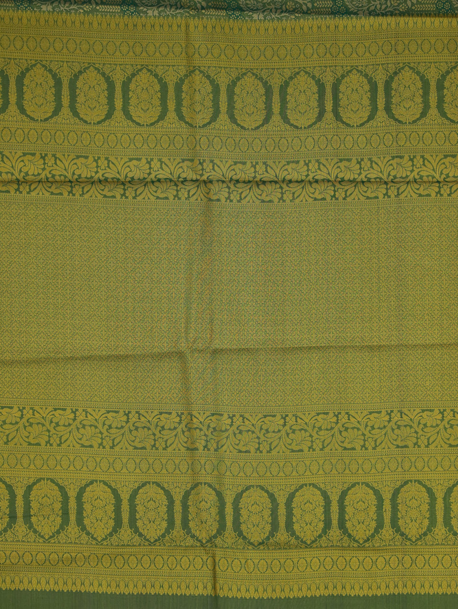 Olive Green Dharmavaram Inspired Semi Silk Saree with Narrow Narrow Self Border
