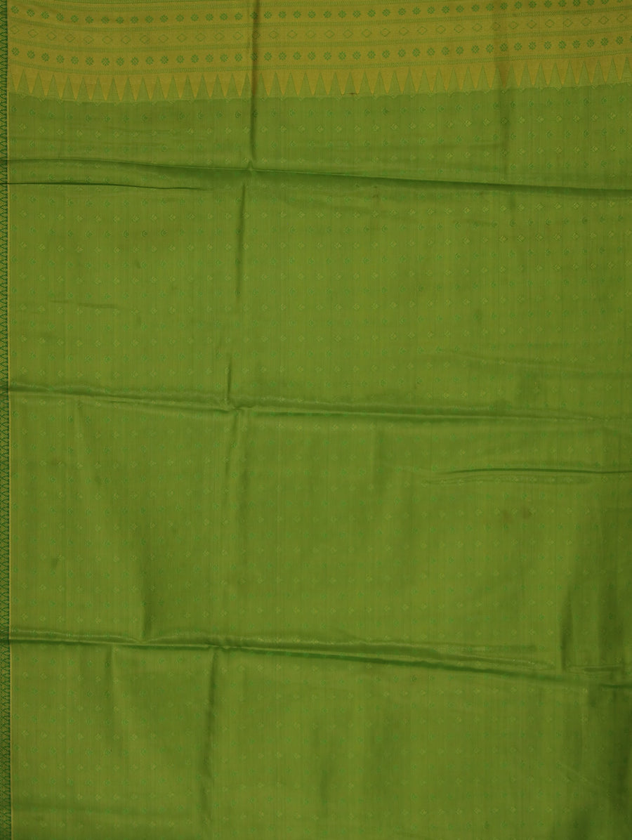 Lime Green Kanchipuram Inspired Semi Silk Saree with Wide Wide Self Border