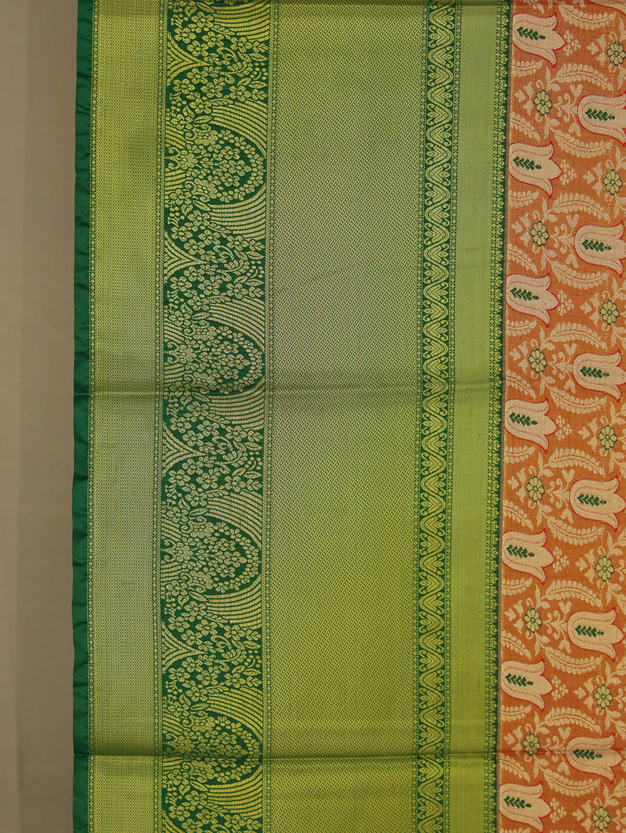 Olive Green Uppada Inspired Semi Silk Saree with Medium Medium Contrast Border