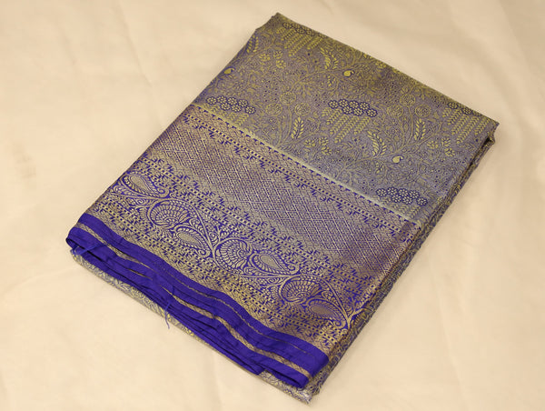 Mustard Yellow Dharmavaram Inspired Semi Silk Saree with Medium Medium Contrast Border