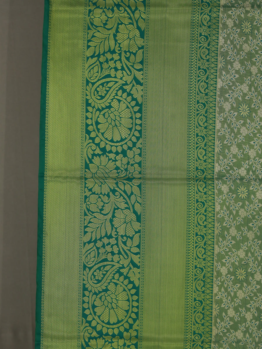 Sage Green Uppada Inspired Semi Silk Saree with Wide Wide Self Border