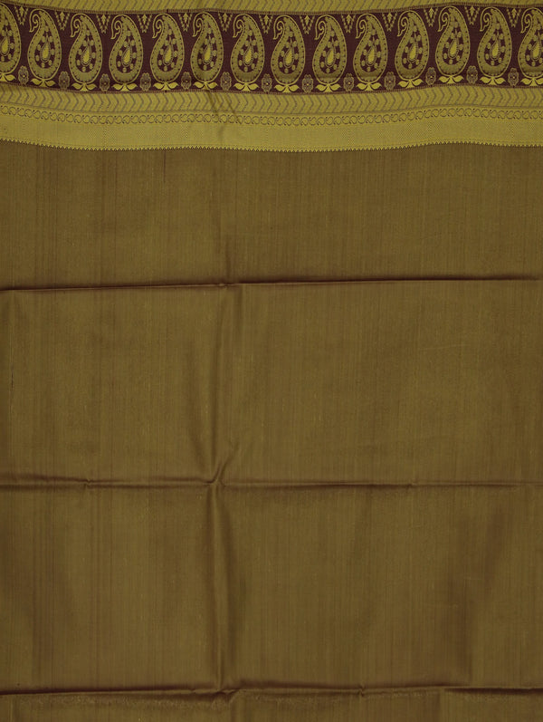 Champagne Gold Kanchipuram Inspired Semi Silk Saree with Wide Wide Contrast Border