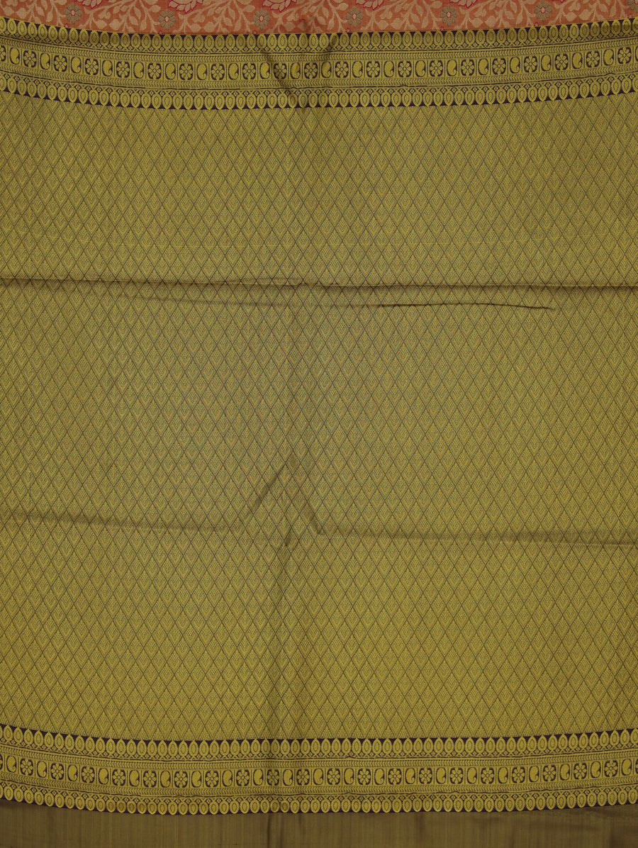 Dusty Rose Kanchipuram Inspired Semi Silk Saree with Wide Wide Contrast Border