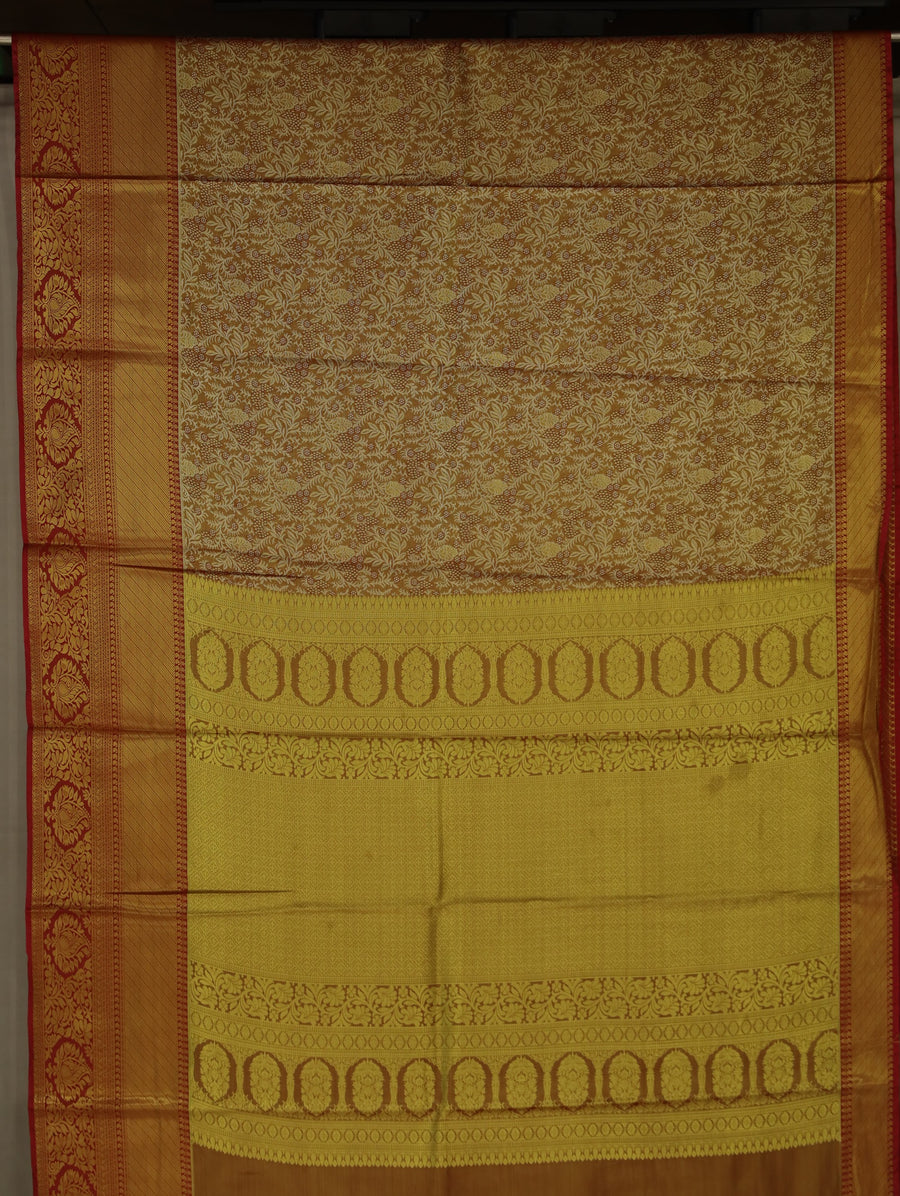 Mustard Gold Dharmavaram Inspired Semi Silk Saree with Wide Wide Contrast Border