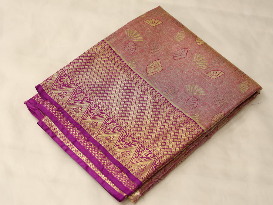 Burnt Sienna Dharmavaram Inspired Semi Silk Saree with Medium Medium Contrast Border