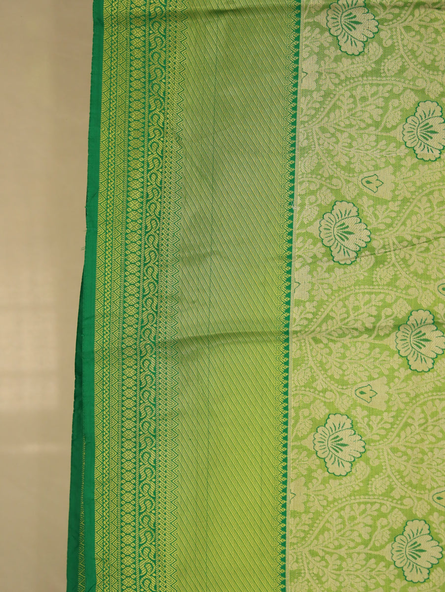 Lime Green Uppada Inspired Semi Silk Saree with Medium Medium Self Border