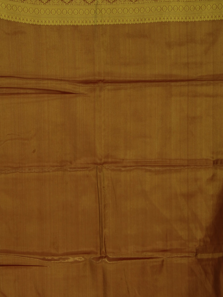 Mustard Gold Dharmavaram Inspired Semi Silk Saree with Wide Wide Contrast Border