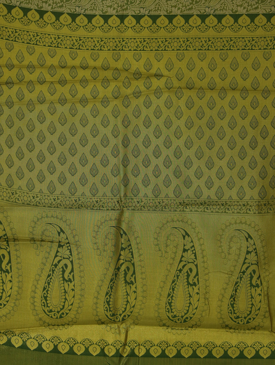 Leaf Green Uppada Inspired Semi Silk Saree with Medium Medium Self Border