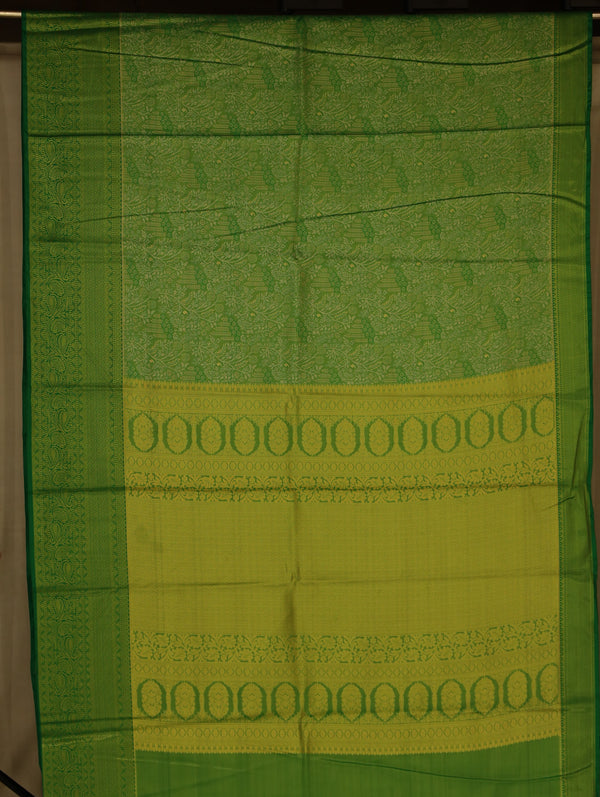 Lime Green Dharmavaram Inspired Semi Silk Saree with Medium Medium Self Border