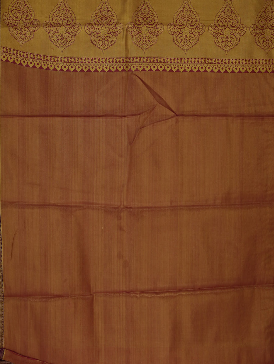 Champagne Gold Dharmavaram Inspired Semi Silk Saree with Medium Medium Contrast Border