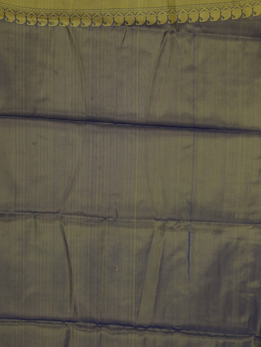Antique Mustard Kanchipuram Inspired Semi Silk Saree with Medium Medium Contrast Border