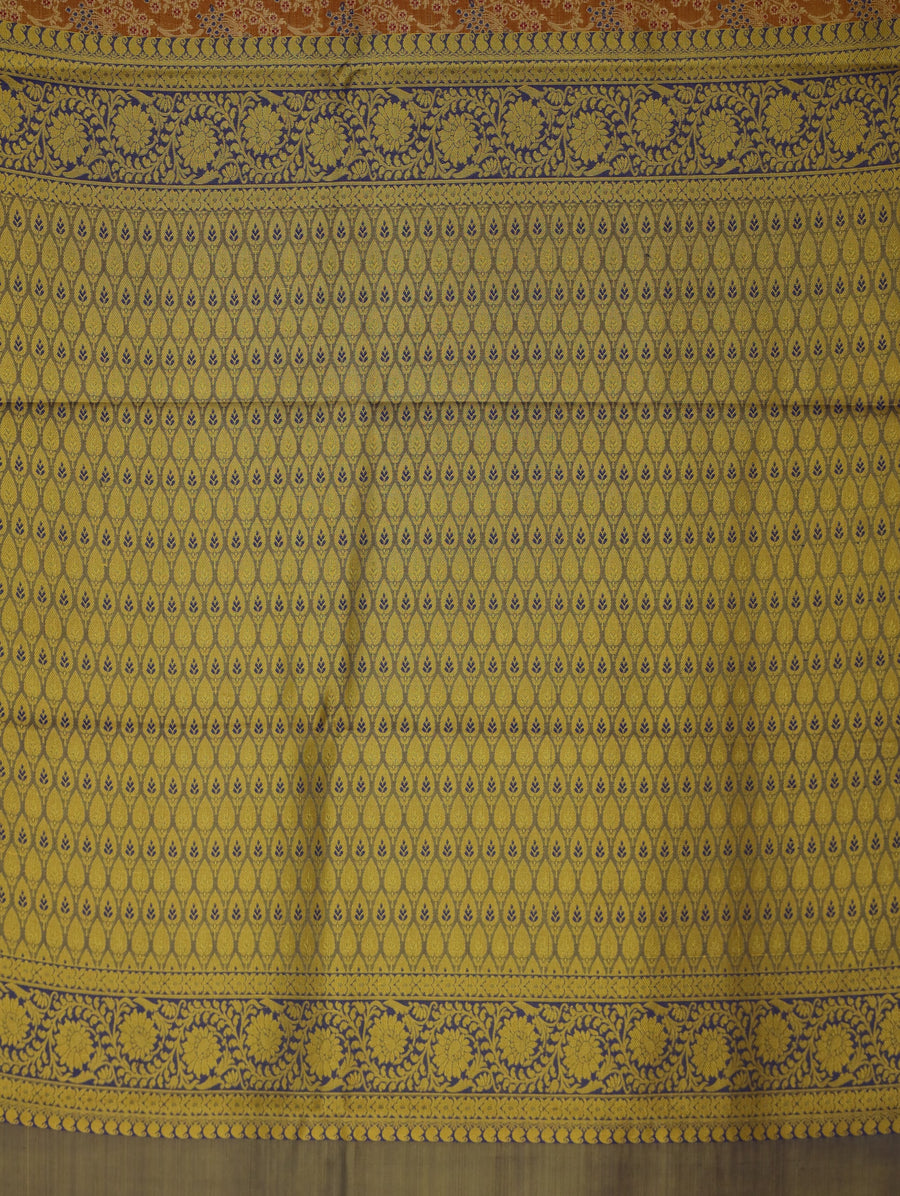 Burnt Sienna Dharmavaram Inspired Semi Silk Saree with Wide Wide Contrast Border