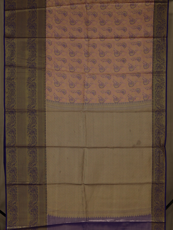 Dusty Rose Dharmavaram Inspired Semi Silk Saree with Wide Wide Contrast Border