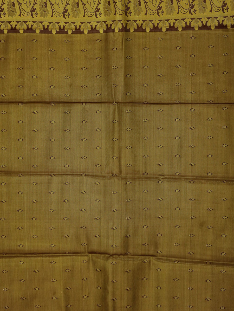 Champagne Gold Dharmavaram Inspired Semi Silk Saree with Medium Medium Contrast Border