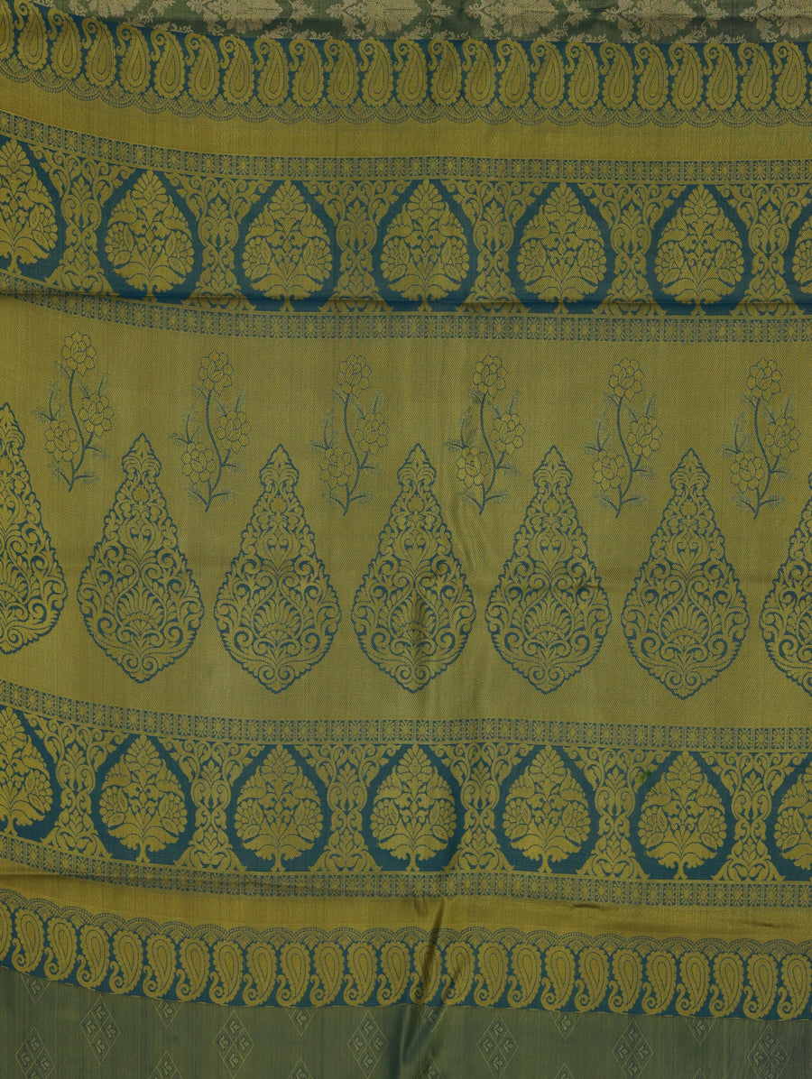 Sage Green Dharmavaram Inspired Semi Silk Saree with Narrow Narrow Contrast Border