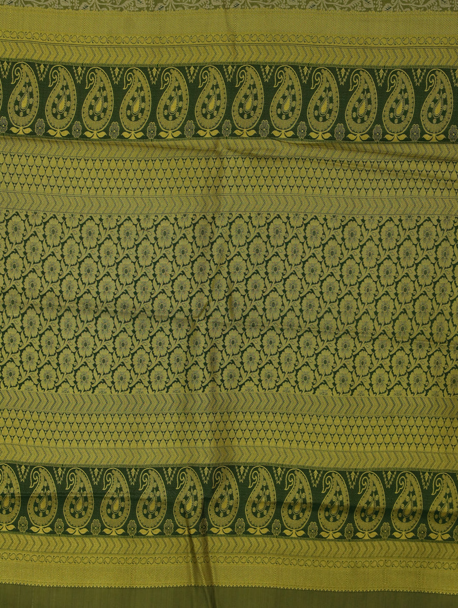 Olive Green Uppada Inspired Semi Silk Saree with Wide Wide Contrast Border