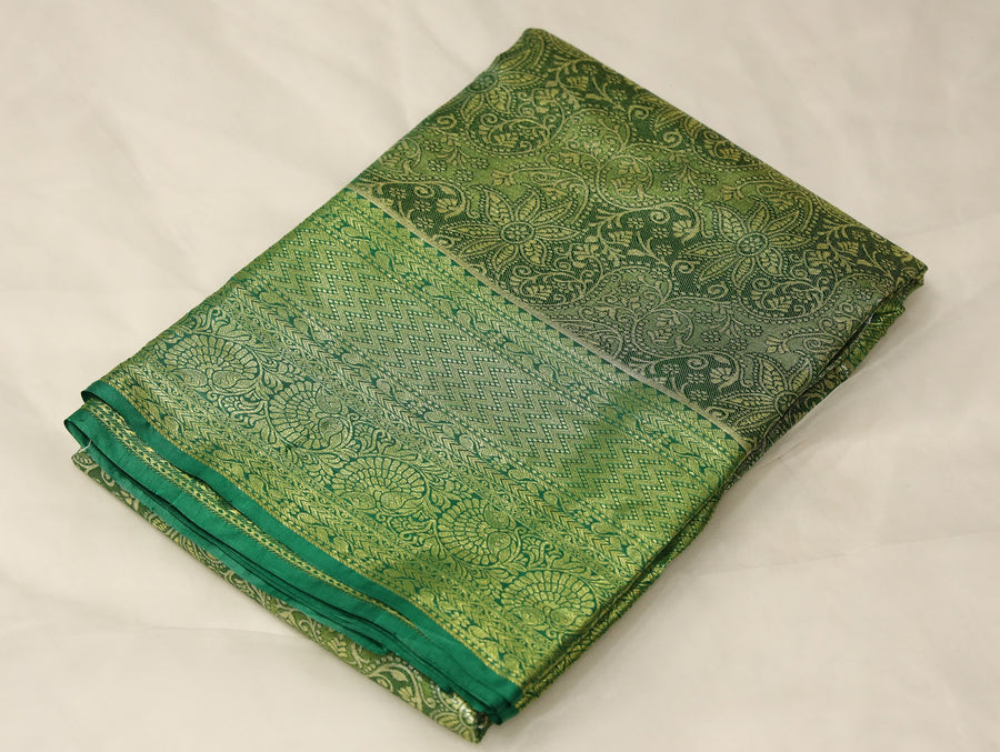 Lime Green Uppada Inspired Semi Silk Saree with Narrow Narrow Self Border