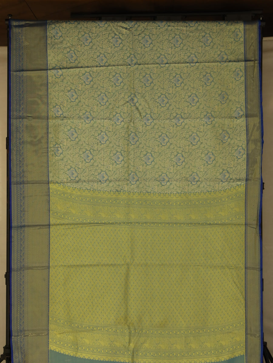 Mint Green Uppada Inspired Semi Silk Saree with Medium Medium Contrast Border