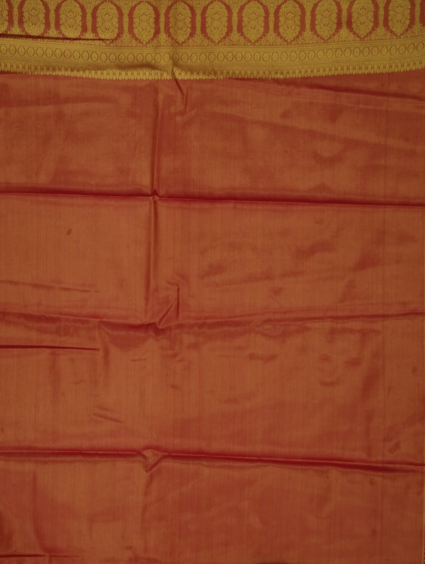 Burnt Orange Dharmavaram Inspired Semi Silk Saree with Narrow Narrow Contrast Border