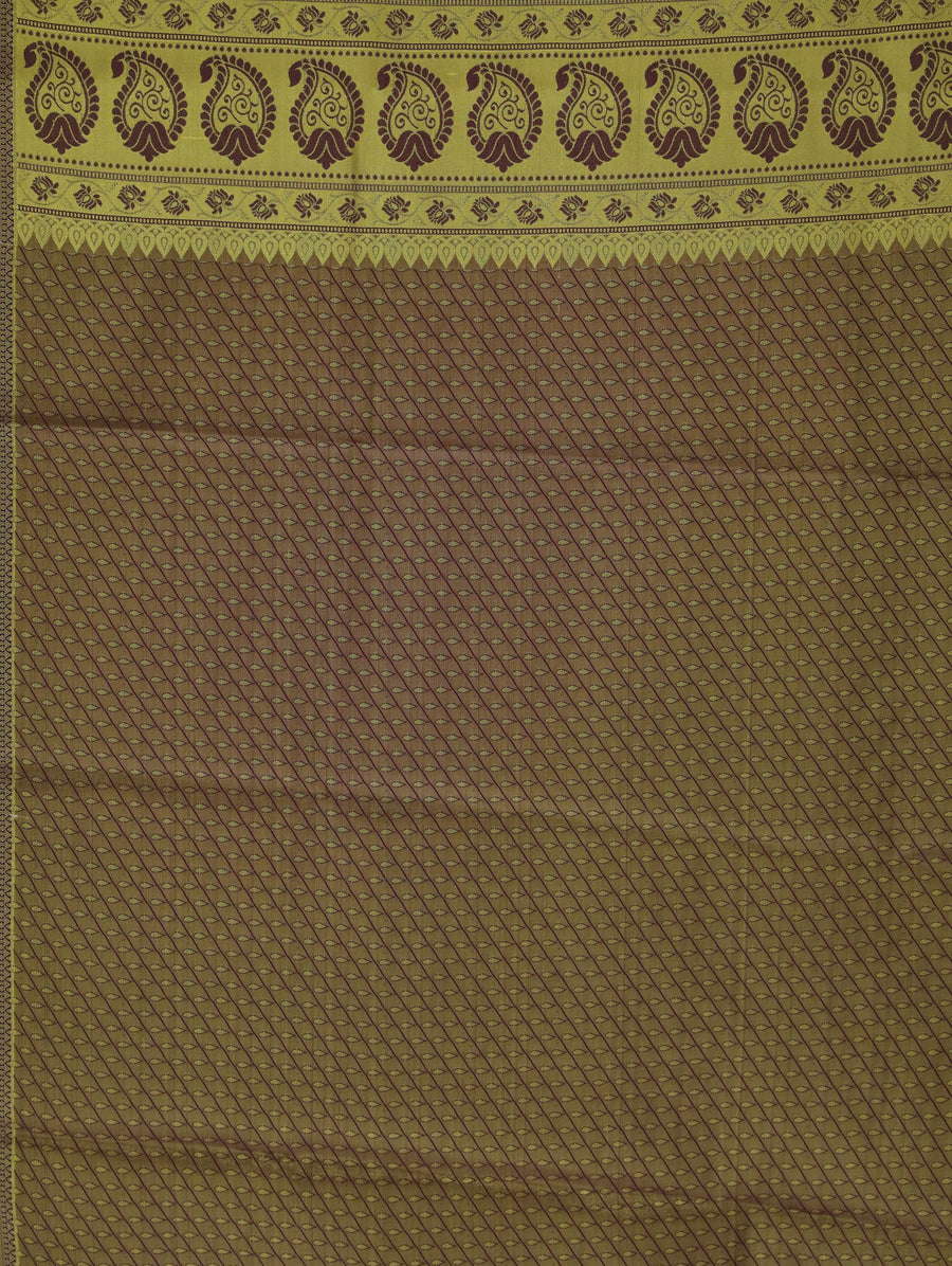 Champagne Gold Kanchipuram Inspired Semi Silk Saree with Wide Wide Contrast Border