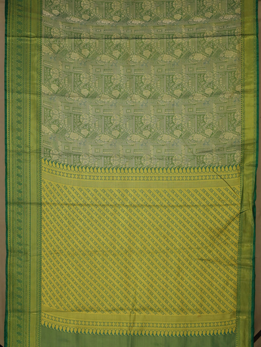 Sage Green Uppada Inspired Semi Silk Saree with Wide Wide Self Border