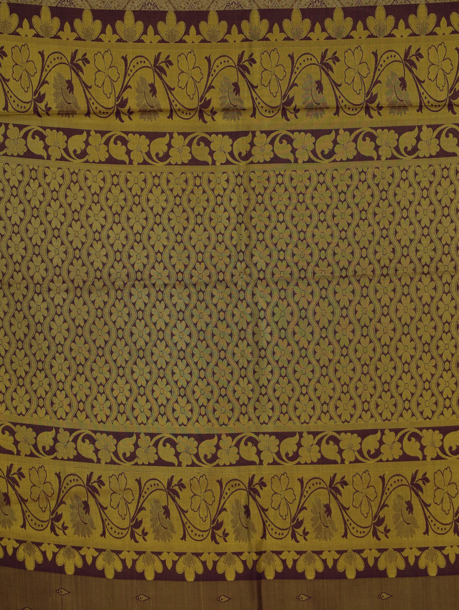 Champagne Gold Dharmavaram Inspired Semi Silk Saree with Medium Medium Contrast Border