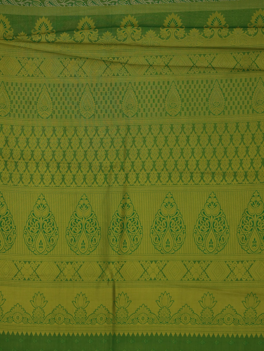 Lime Green Mysore Inspired Semi Silk Saree with Medium Medium Self Border
