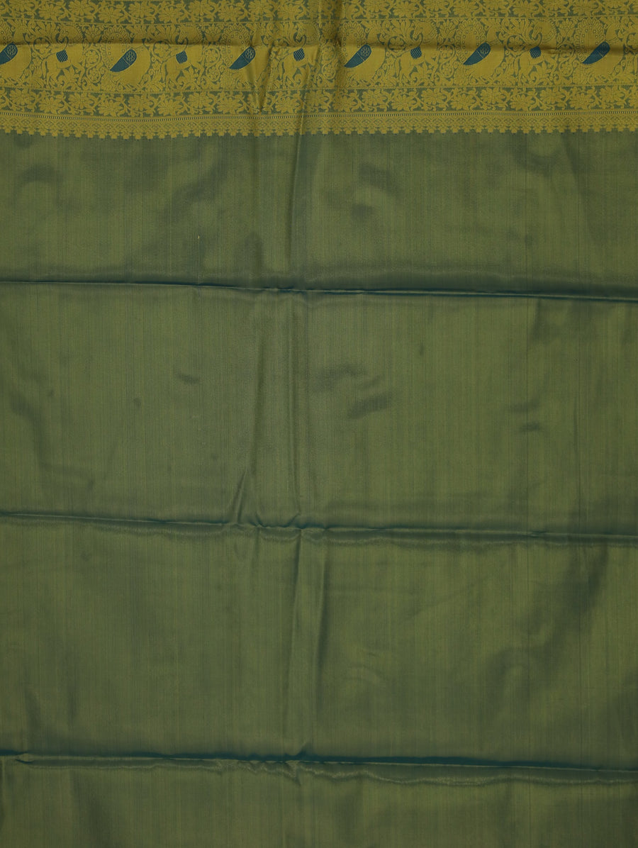 Sage Green Dharmavaram Inspired Semi Silk Saree with Wide Wide Contrast Border