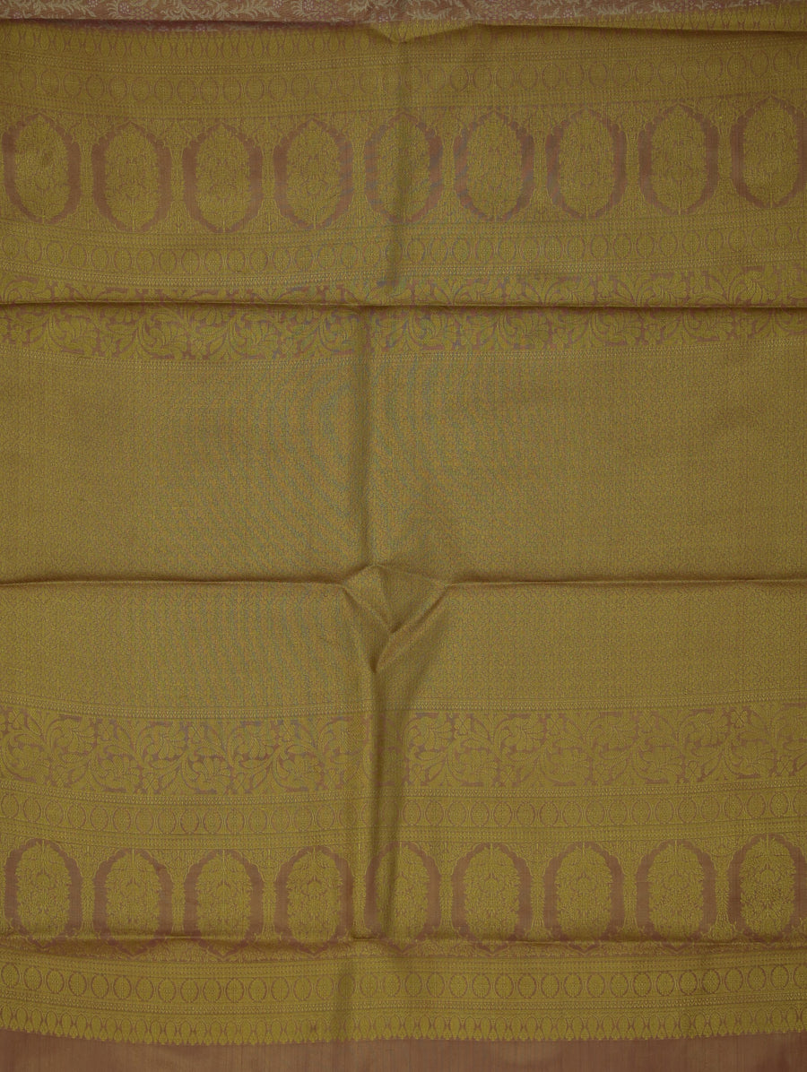 Champagne Gold Dharmavaram Inspired Semi Silk Saree with Wide Wide Contrast Border