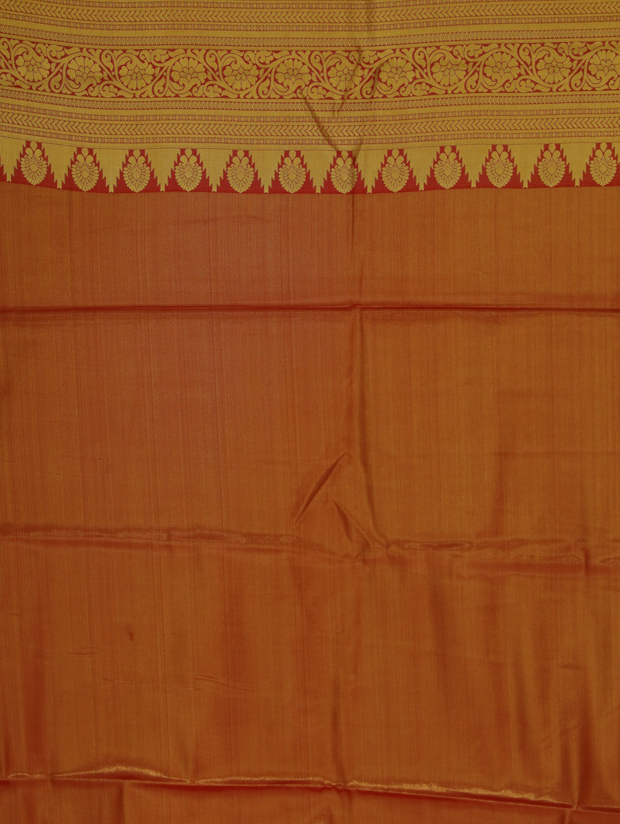 Champagne Gold Dharmavaram Inspired Semi Silk Saree with Medium Medium Contrast Border