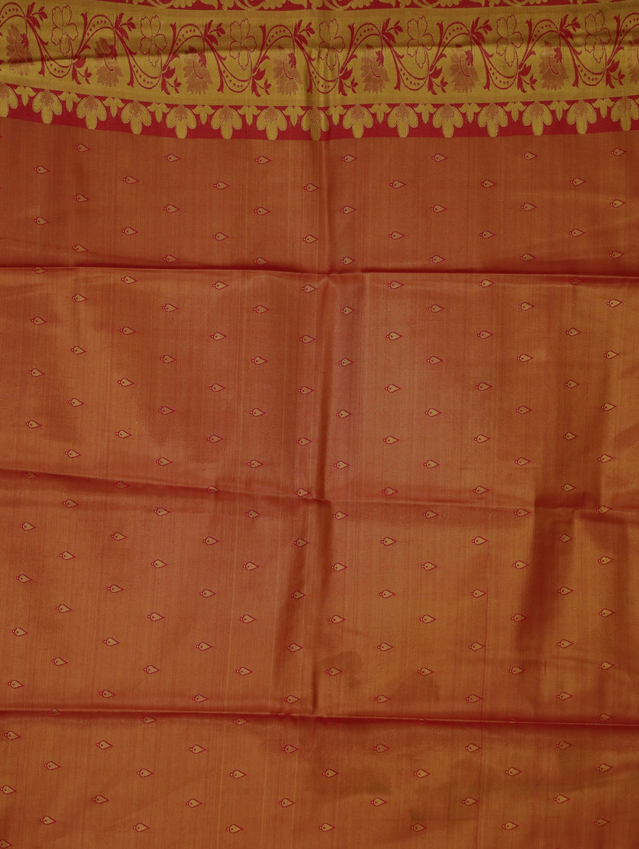Champagne Gold Dharmavaram Inspired Semi Silk Saree with Wide Wide Contrast Border