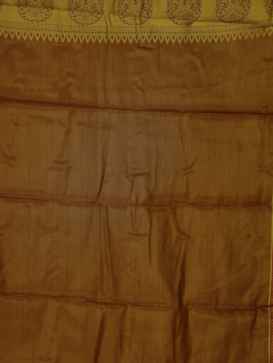 Champagne Gold Dharmavaram Inspired Semi Silk Saree with Wide Wide Contrast Border