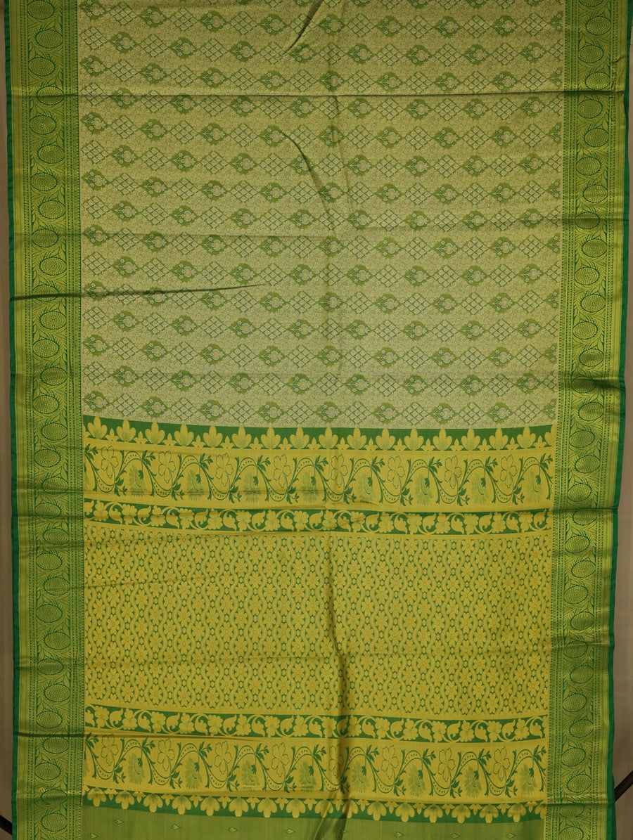 Sage Green Uppada Inspired Semi Silk Saree with Wide Wide Self Border
