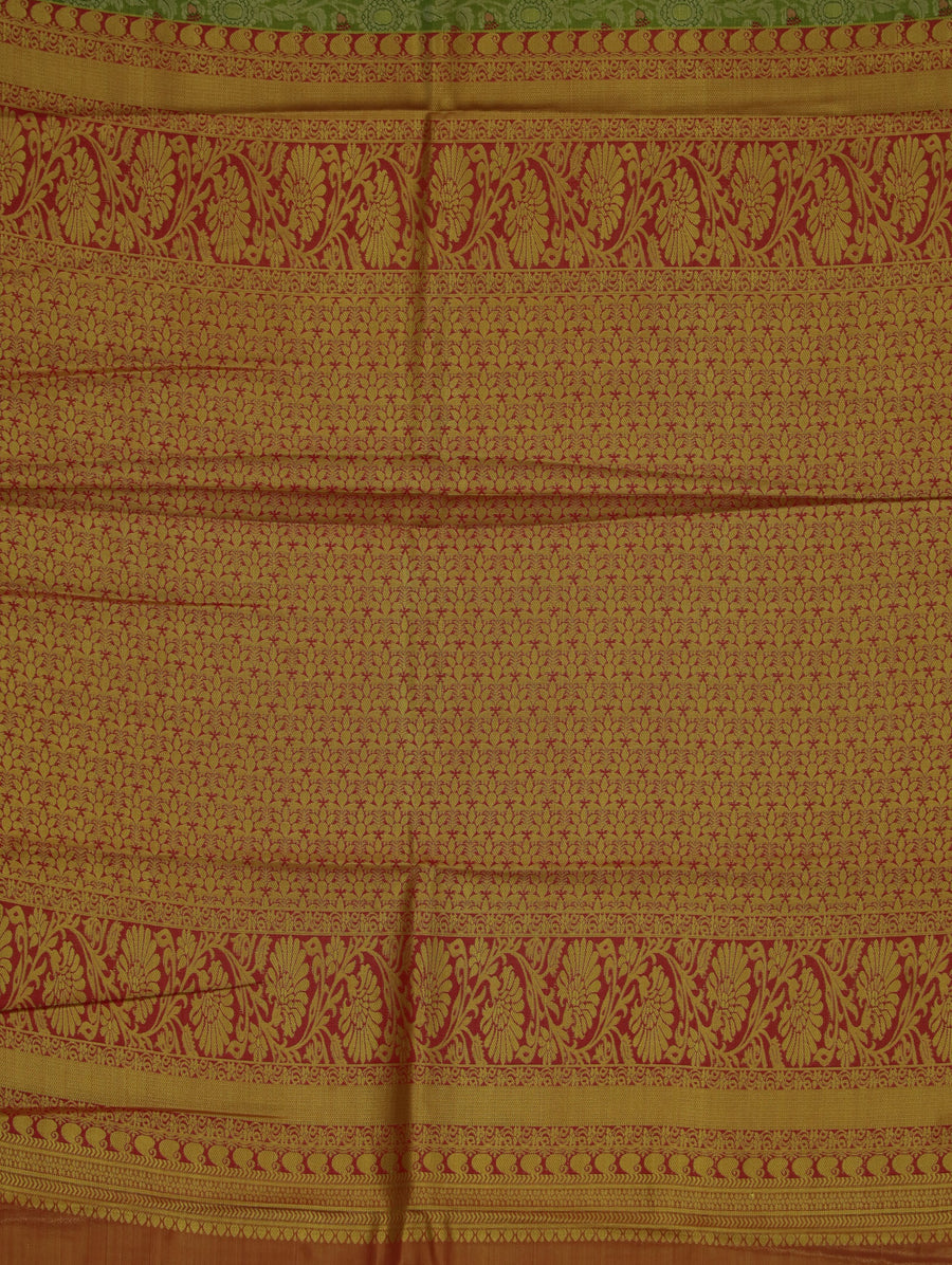 Mint Green Dharmavaram Inspired Semi Silk Saree with Wide Wide Contrast Border