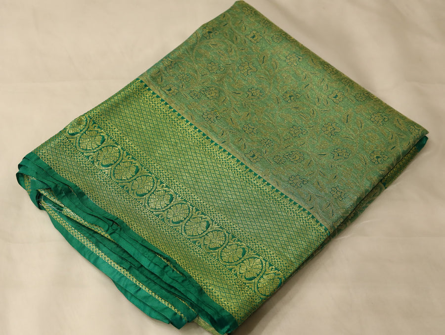 Sage Green Uppada Inspired Semi Silk Saree with Wide Wide Self Border